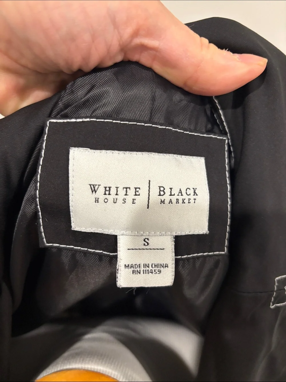 White House Black Market Black Double-Breasted Trench with Contrast Stitching